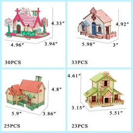 9 Piece Set 3D Wooden Puzzle for Adults 3D Wooden House Brain Teaser Puzzle DIY Assembly Cottage Building Model Kits Log Cabin Model