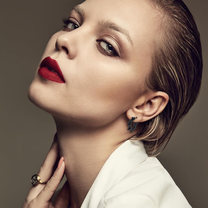 Gothic Earrings Spike Heart Hoop Earrings Gothic Black Heart Earring