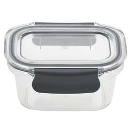 Home Basics 12 oz. Airtight Food Container, Clear | 2 Locking Tabs | Silicone Seal | Great for Leftovers or Work Lunch