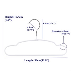 Amber Home 20 Pack 11.8" Lovely Baby Clothes Hangers, Sturdy Metal Wire & Cute White Coating Children Toddler Kids Clothes Hangers for Shirt Coat Pants Trousers (White)