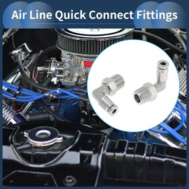 RATCHROLL Push to Connect Air Fittings 5/32" 90 Degree Air Line Quick Joint 304 Stainless Steel 1/4"BSPT 2 Pcs Silver Tone