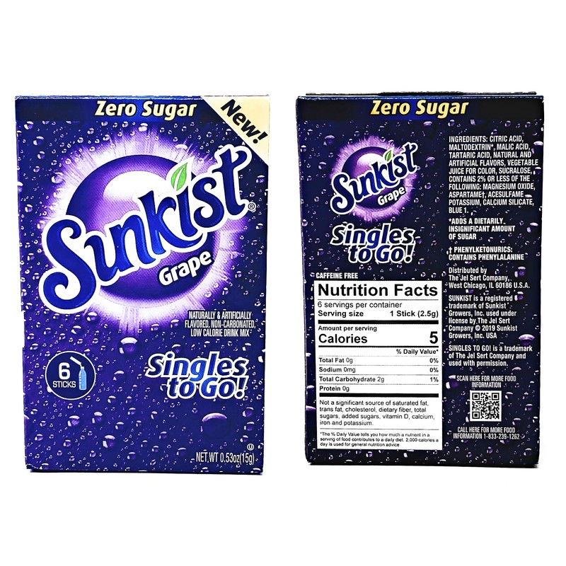 Sunkist Zero Sugar Singles To Go Bulk Variety Pack -