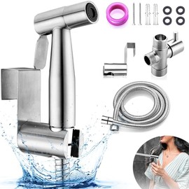 Bidet Pulverizador,Acero Inoxidable Pulverizador para bidé de mano con Manguera de 150cm,Bidé para Inodoro de Acero Inoxidable para Limpieza de Inodoros, Higiene Personal (Plata alto Brillo)