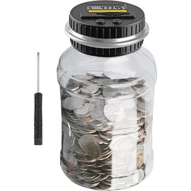Coin Counter Piggy Bank, Coin Jar for Adults, Digital Counting Money Jar, 1.8L Capacity Coin Counter Machine with LCD Counter, Change Jars for Saving (Silver) - Colour: Green