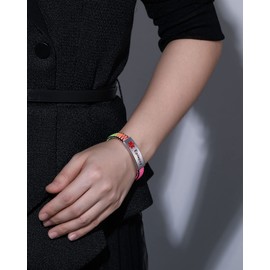 JF.JEWELRY Blood Thinner Medical ID Bracelet for Women | Customized Rainbow Nylon Braided Medical Alert Emergency Bracelet for Girls