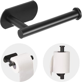 JOPOFI Toilet Paper Holder - Self Adhesive Toilet Paper Holder Wall Mount for Bathroom, SUS 304 Stainless Steel Command Strip Toilet Paper Roll Holder Stick On Wall, No Drilling - Matte Black