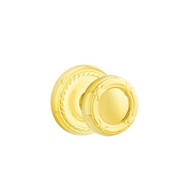 Emtek Polished Brass Ribbon & Reed Bed & Bathroom Privacy Door Knob & Rosette
