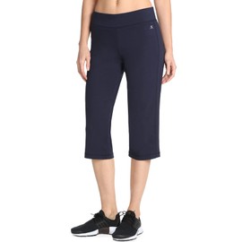 Danskin Women's Sleek Fit Yoga Crop Pant, Midnight Navy, XL