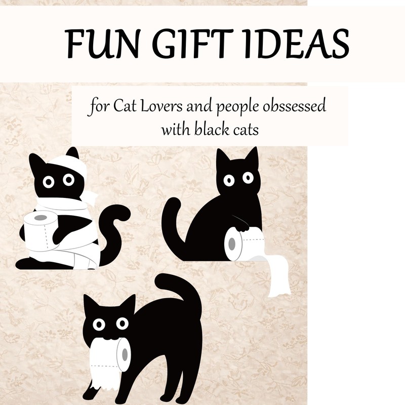 Funny Black Cat Bathroom Decor Set, 3 Pcs Wooden Cats