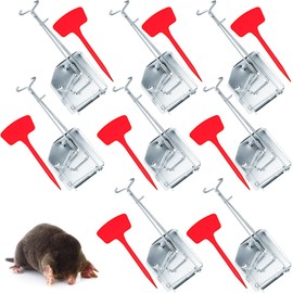 Qualirey 8 Pcs Gopher Traps Mole Mouse Gophers Trap Galvanized Oil Hardened Steel Reusable Animal Trap with 8 Markers for Outdoor Lawn, 12 x 5 Inches
