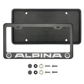 Aftermarket Products Alpina Laser Etched Matte Black Stainless Steel License Frame Silicone Guard