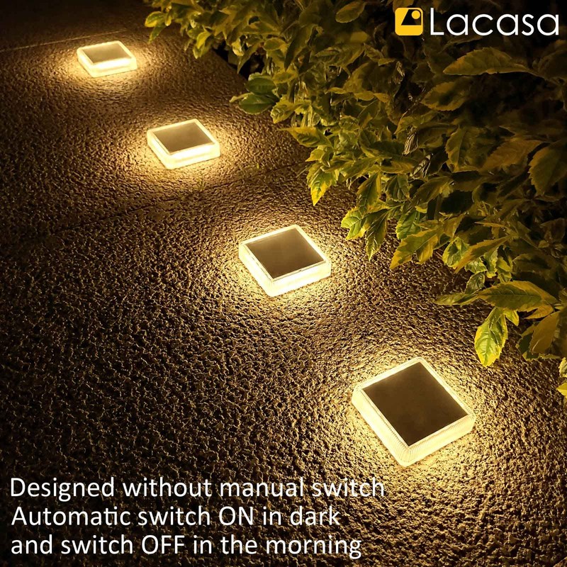 Lacasa 4 Pack Solar Deck Lights Outdoor Waterproof LED, Garden