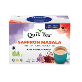 Quik Tea QuikTea Saffron Masala Chai Tea Latte - 10 Count Single Box - Non GMO All Natural Wellness Comfort Tea (Regular)