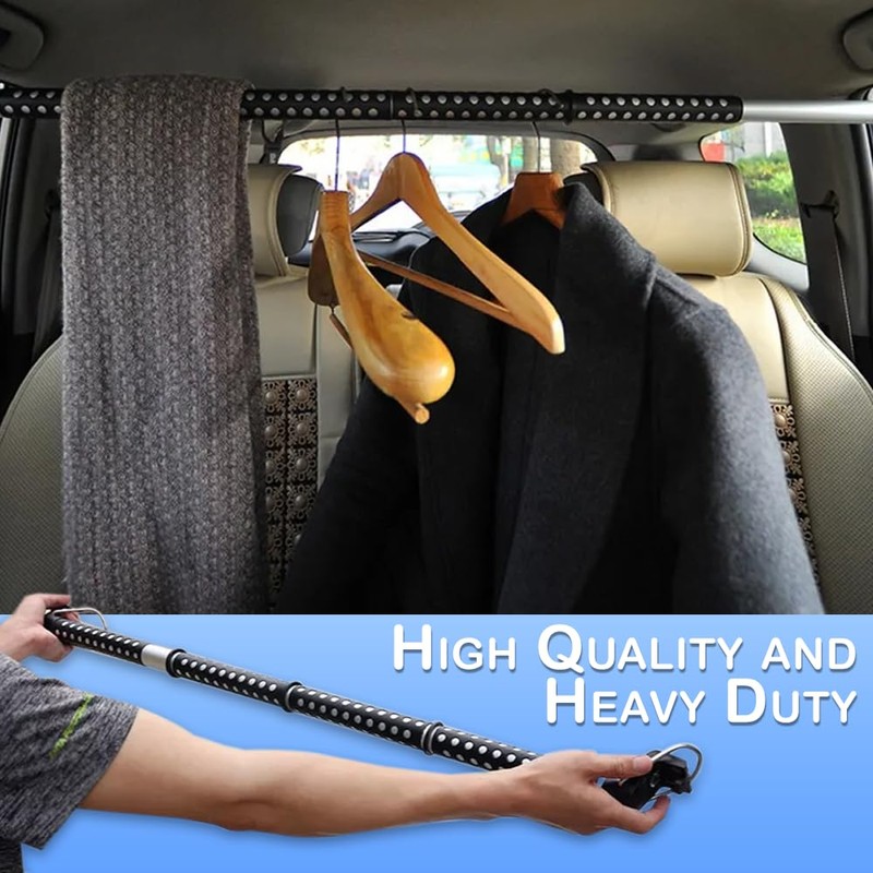 Zento Deals Heavy Duty Expandable Clothes Bar Car Hanger Rod-