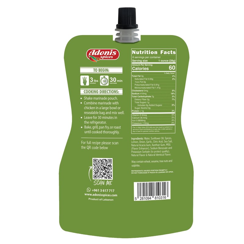 Adonis - Chicken Shawarma Quick Marinade, 6 oz (170g), Ready