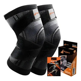 Hyperz.- Pack de 2 Rodillera Deportiva de Compresión con Correas Ajustables para Hombre y Mujer Elástica con Bandas Ajustables Rodillera Ortopédica para Meniscos y Tendinitis Nylon y Spandex Talla M