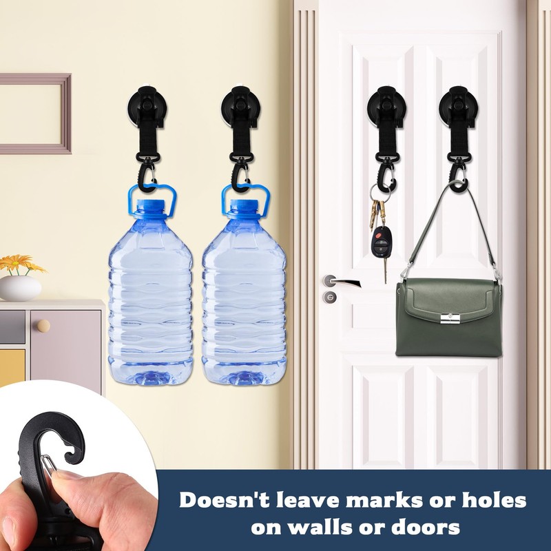 Pack of 4 Suction Cup Hooks, Vacuum Suction Hooks, Extra
