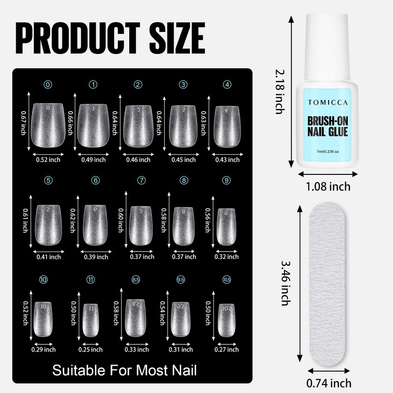TOMICCA Nail Tips for Gel Nails with Nail Glue Set,
