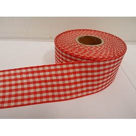 2 metres x 40mm Gingham Ribbon Red Double Sided Check 40 mm 4cm