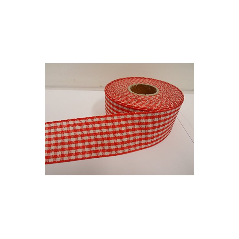 2 metres x 40mm Gingham Ribbon Red Double Sided Check