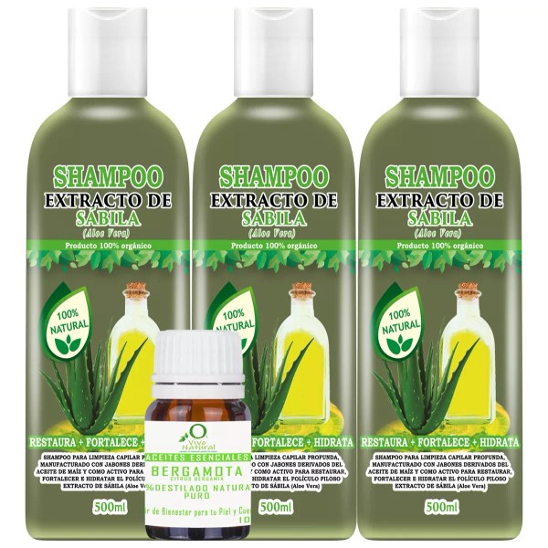 Vivenatural 3 Shampoos Extracto De Sabila 500ml C/u + Aceite
