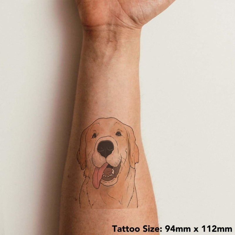 'Golden Retriever Face' Temporary Tattoo - Water Resistant, Skin-Safe, Non-Toxic