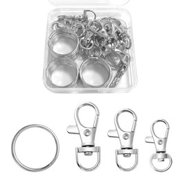 Qancekoo 15 Set Swivel Snap Hooks with Key Rings, 3 Different Sizes Metal Lobster Claw Clasps Keychain Making Hardware Sturdy Keyring Clips for DIY Art Crafts Crochet Keychain (Sliver, S+M+L)