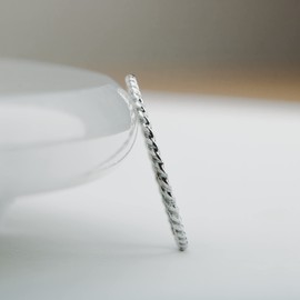 Braided Rope Stacking Ring | Elegant Twist 1mm Skinny Stackable Stack Ring Band in Silver, Gold, or Rose Gold | Comfort Fit USA Sizes 3-12 (Oxidized Sterling Silver, 5)