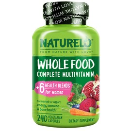 NATURELO NATURELO Whole Food Multivitamin for Women - with Vitamins, Minerals, & Organic Extracts - Supplement for Energy and Heart Health - Non GMO - 240 Vegan Capsules