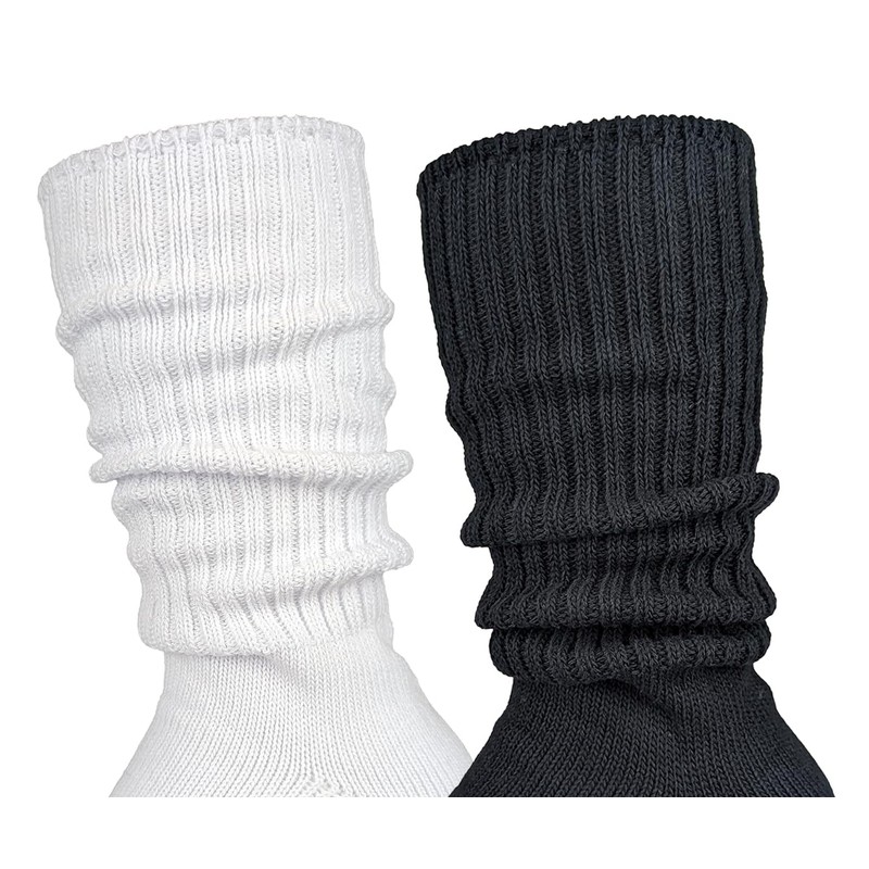 AMERIB Men's Rib 2/1 Socks, White, Black, Made in Japan,
