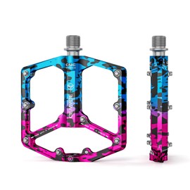 GEWAGE Road/Mountain Bike Pedals - 3 Bearings Bicycle Pedals - 9/16” CNC Machined Flat Pedals with Removable Anti-Skid Nails (Camouflage Color)
