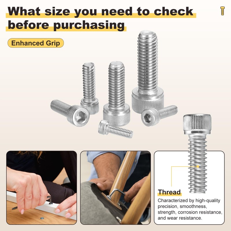 METALLIXITY Socket Head Cap Screws(M16-2x45mm)3Pcs, 304 Stainless Steel Allen Socket