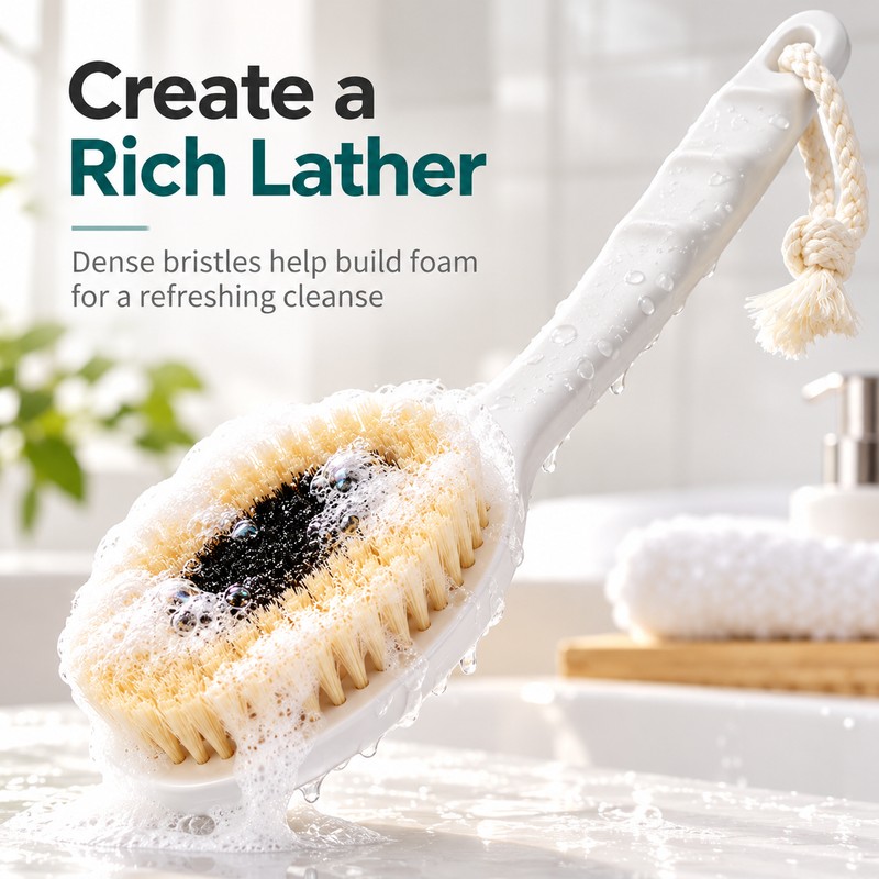 Long Handle Natural Boar Bristle Body Brush – 360mm Shower