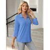 TICTICMISS Women's 3/4 Sleeve Tops V Neck T Shirts Zipper