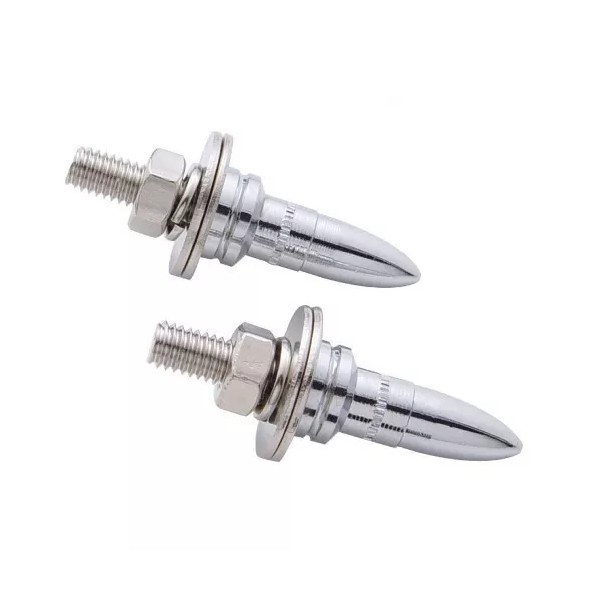 CTW (2) Chrome Bullet Shaped License Plate Frame Holder Bracket