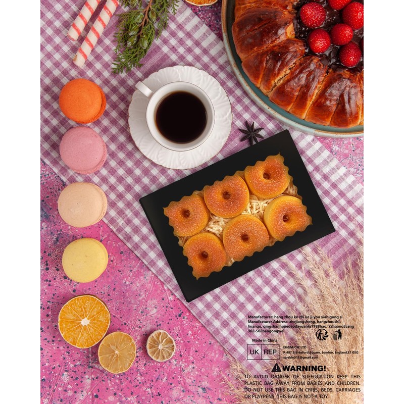 Gcardist 6Pcs Black Cookie Box with Window 22.9x15.2x6.4cm Pastry Macaron