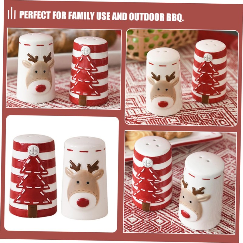 BIUDECO Cartoon Style Christmas Salt Pepper Ceramic Spice Jars Kitchen