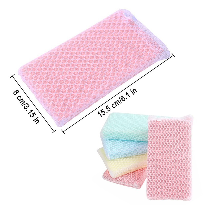 Individually Wrapped Sponge, Kitchen Dishwashing Sponge Multi-Purpose Mesh Net Scouring