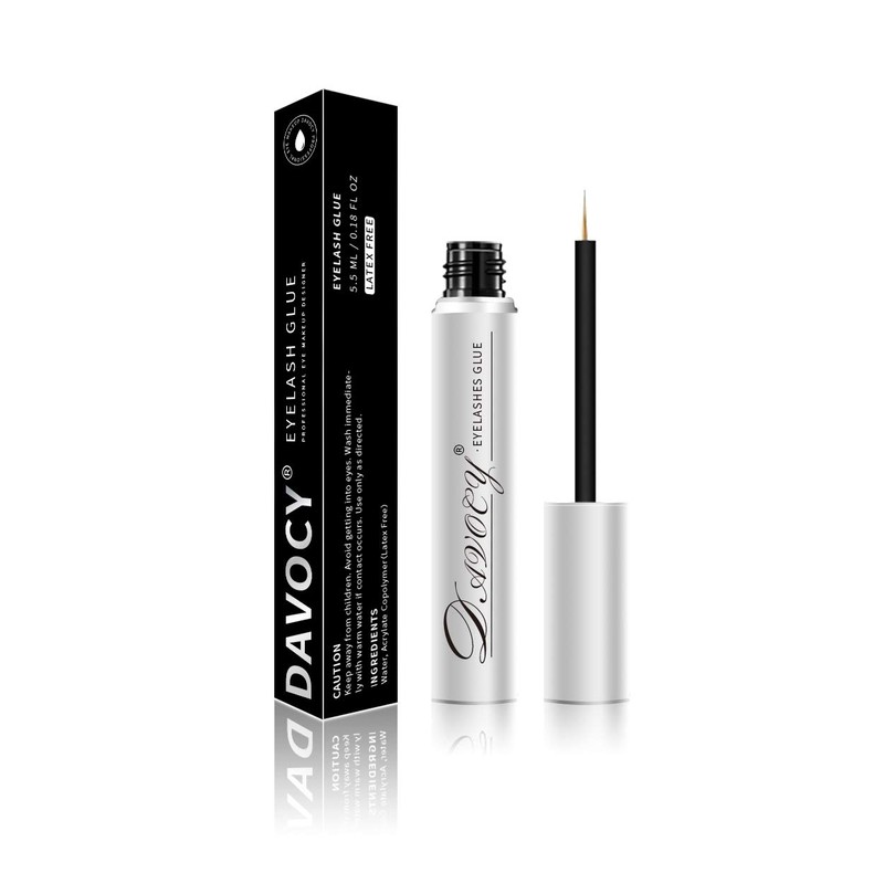 Davocy Eyelash Glue, Strong Hold, Clear, Latex-Free, Waterproof Lash Adhesive.