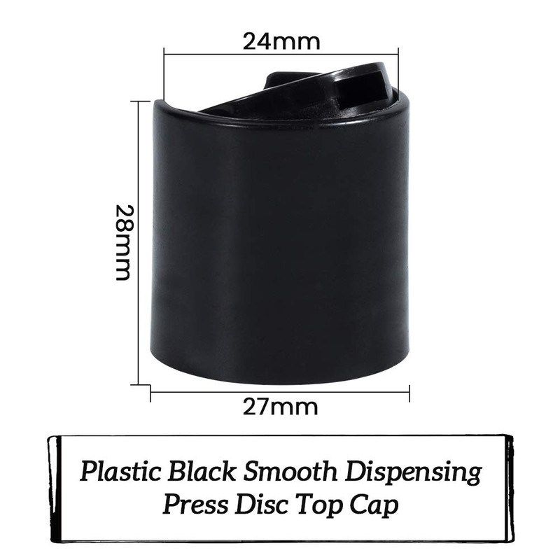 FINGERINSPIRE 50 Pack Press Disc Caps 24/410 Black Dispensing Press