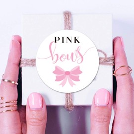 Basketball Gender Reveal Stickers, 40 2inch Free Throws Pink Bows Baby Shower Party Labels Sticker