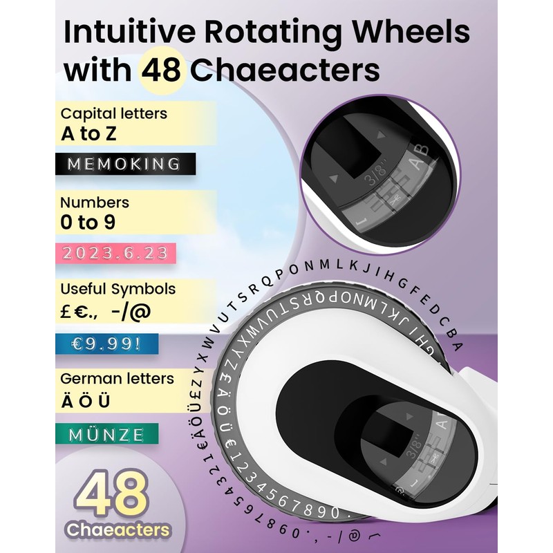 Memoking Embossing Label Maker Machine-E975 3D Embossed Label Maker with