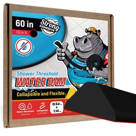 Shower Threshold Water Dam Barrier 60" - Black Collapsible Shower Water Blocker - Guard for Walk in Shower - Water Guard Stopper for Floor - Shower Door Water Blocker - Triangular - By Hippo Dam