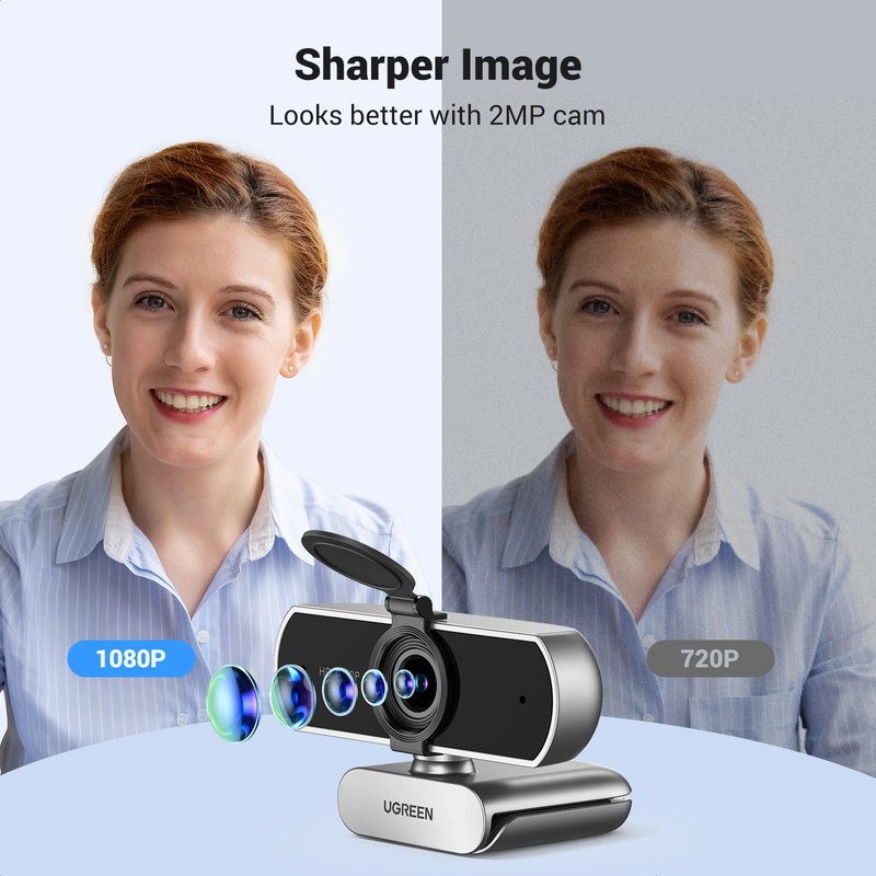 UGREEN Webcam for PC, Full HD 1080P/30fps Webcam for Laptop,