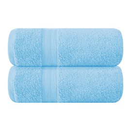 BOUTIQUO Cotton 2 Pack Oversized Bath Towel Set, Large Bath Towels 27x54, Ultra Soft, Absorbent, Compact, Quick Drying and Lightweight, Eco-Friendly and 100% Recyclable Towel Set - Sky Blue