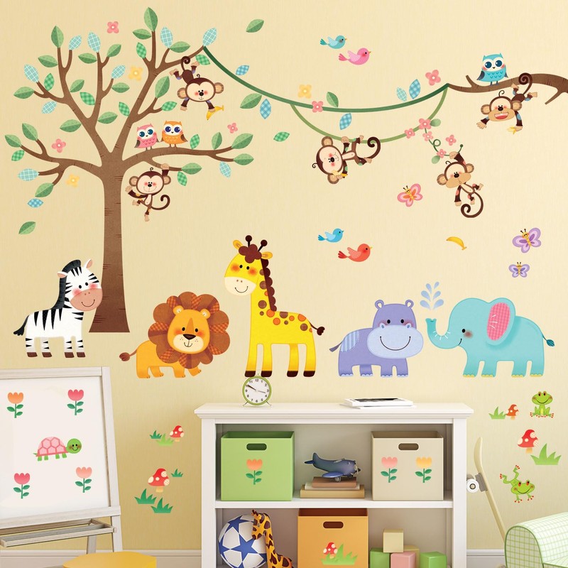 DECOWALL Forest Animals and Trees Wall Sticker Decor Kindergarten Nursery