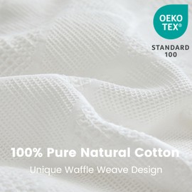 BISELINA 100% Cotton Waffle Weave Duvet Cover Set Queen Size 3 Pieces (1 Duvet Cover 88"x92", 2 Pillowcases) Soft Breathable Durable Chic Bedding Set for All Season - White, Queen Size