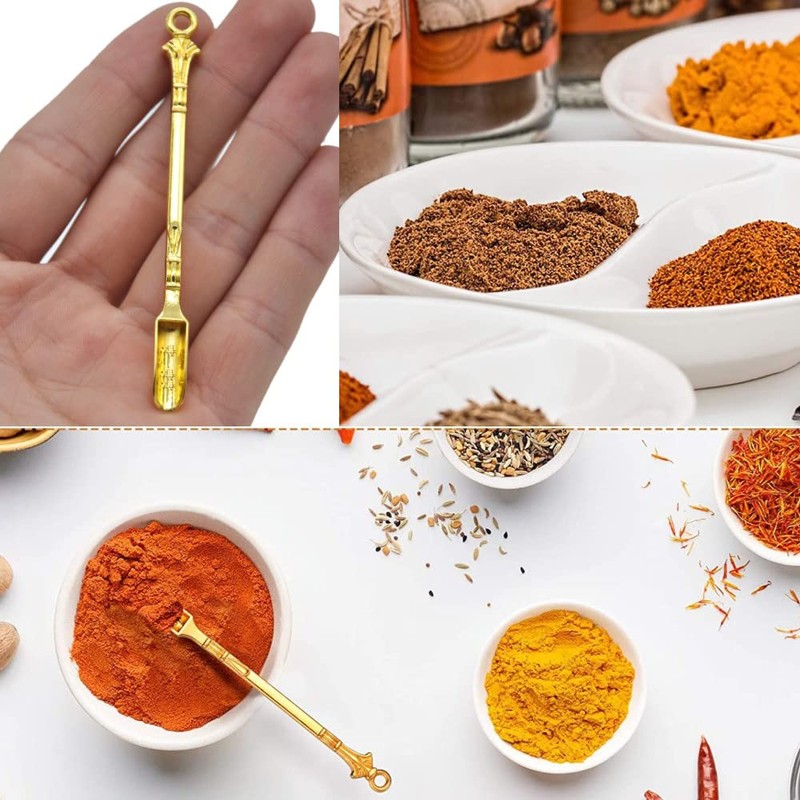 4 Pieces Mini Spoon,Gold Mini Spoon Mini Shovel Microscale Spoon
