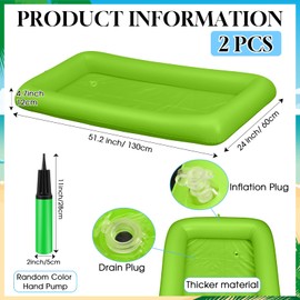 Leitee Inflatable Serving Bar Kit Includes Salad Buffet Tray with Drain Plug Mesh Food Cover Food Drink Containers and Inflator for Ice Supplies Summer Party Camping Picnic(Green)