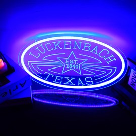 FUENDKF Luckenbach Texas Beer Neon Signs for Bar Decor, Dimmable Texas LED Lights for Man Cave Beer Bar Pub Store Bedroom Restaurant Club Hotel Party Decor Gifts Decoration (Light Blue)